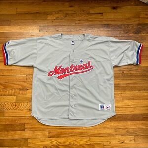 Vintage Russell Athletic MLB Montreal Expos Grey Script Jersey Size 2XL Used